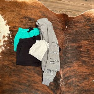 Pink Bundle Teal and Black Shorts size XS, Bling gray zip up S, White tank S